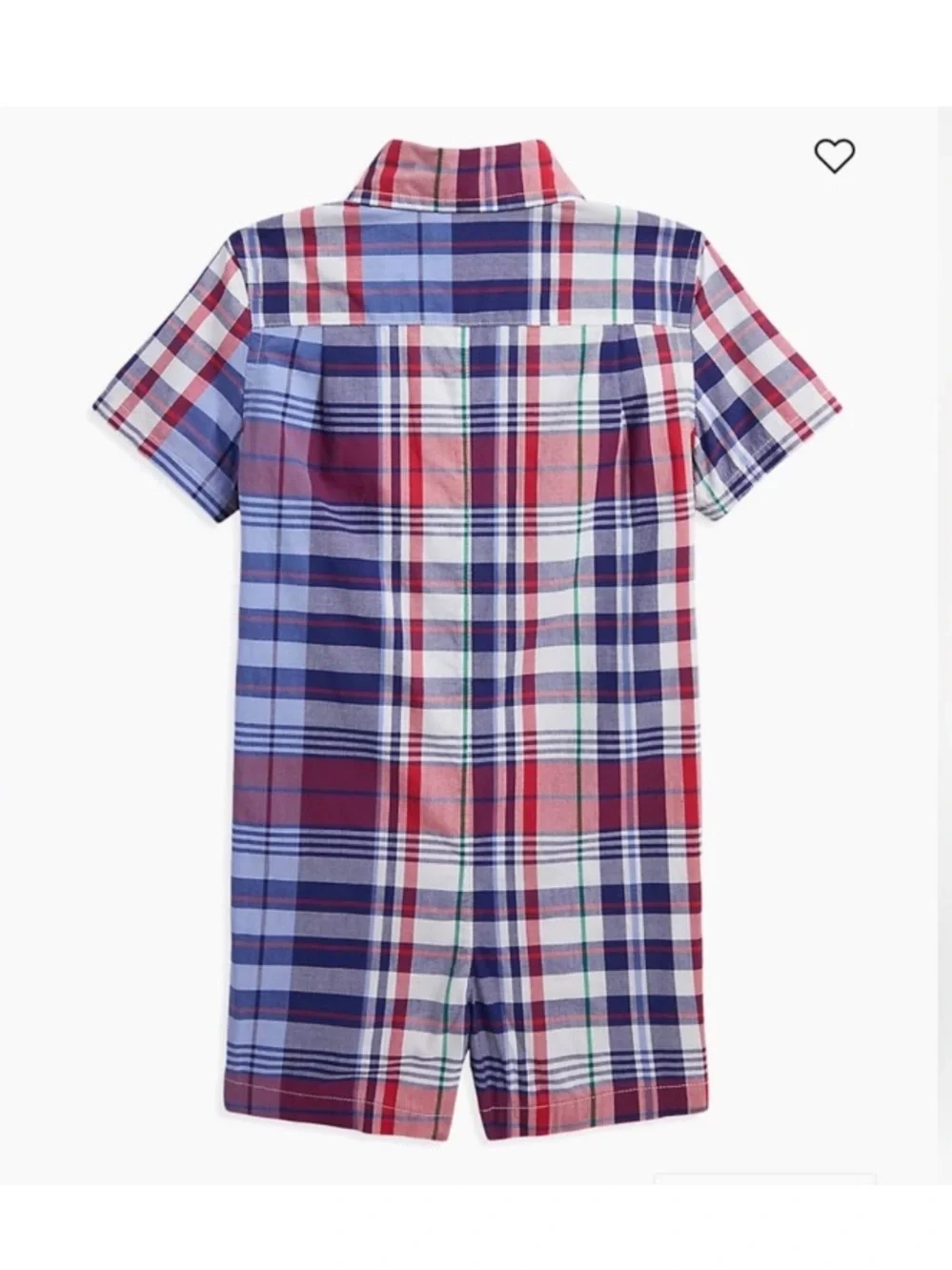 Ralph Lauren Cotton Poplin Plaid Button Romper
